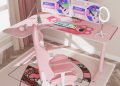 Eureka Ergonomic Pink L Shaped GAMING DESK: L60 60″
